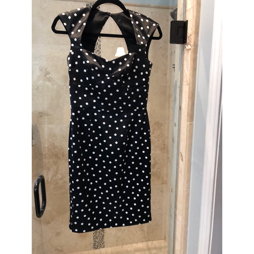 New $170 NWT White House Black Market Polka Dot Dress 0 Xs Pinup Sexy 1920s